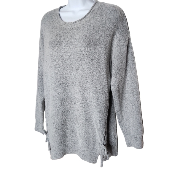 Dreamers Modcloth Gray Lace Up Braided Sweater Soft Size Small Women's - Picture 2 of 8